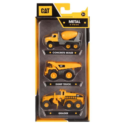 CAT Die Cast Toy Includes Cement Mixer, Dump Truck and Road Grader Construction Vehicle Playset (3 Pieces)
