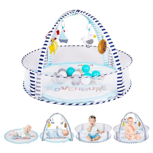 Activity Gym, Baby Play Gym Mat for Toddlers, 0-18 Months Tummy Time Play Mats, Infant Play Gym with Detachable Toys for Sensory Exploration and Motor Skill Development, PM2406
