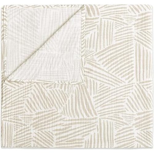 Babyletto 100% Organic Cotton Swaddle, GOTS-Certified, Ultra-Soft and Breathable Muslin - Oat Stripe