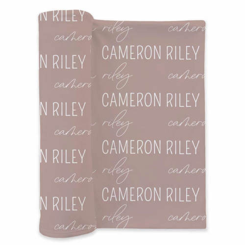 Personalized Mocha Baby Name Swaddle Blanket