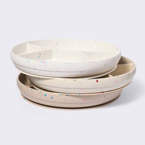 Silicone Suction Divided Plates - 3pk - Confetti - Cloud Island™