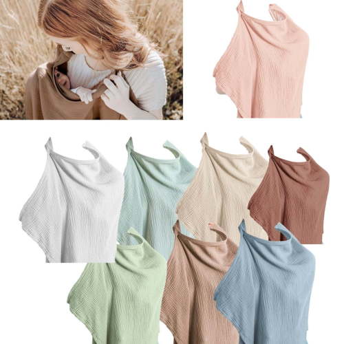 Konssy Muslin Nursing Cover For Breastfeeding Breathable Cotton Nursing Cover With Rigid Hoop For Mom Nursing Apron Multipurpose Car Seat Canopy