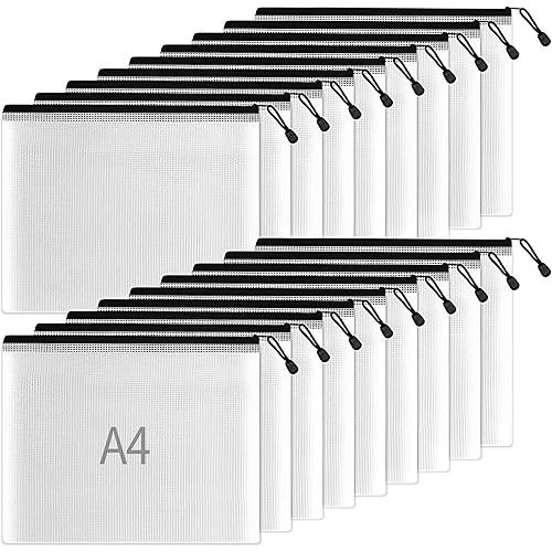 SUNEE Plastic Mesh Zipper Pouch 9x13 in (Black, 18 Packs),Extra Large Water-Resistant Zip Bag for School Office Supplies, Puzzles & Games Organizing Storage