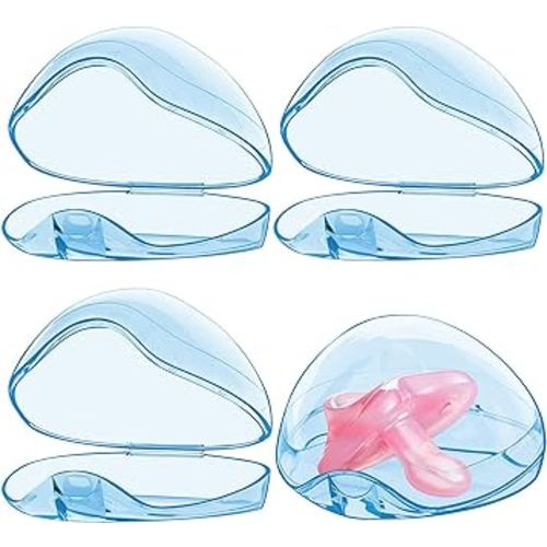 Smlpuame Pacifier Case,4 Pack BPA Free Pacifier Holder Case,Transparent Container Box for Baby Binky（Not Included),Essential Pacifier Accessories,Alway Keep Paci Clean,Easy to Clean（Blue）