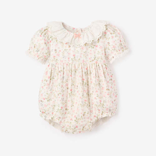 Folklore Floral Organic Muslin Bubble WHITE / 3-6M