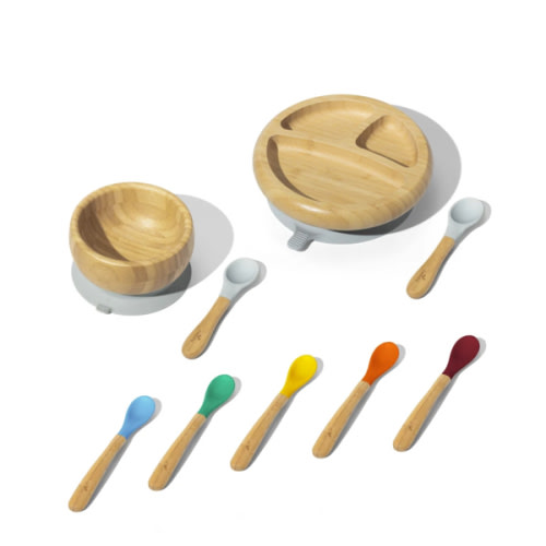 Avanchy Rainbow Infant Gift Set: Bowl, Plate & Spoons for Babies 4+ Mo