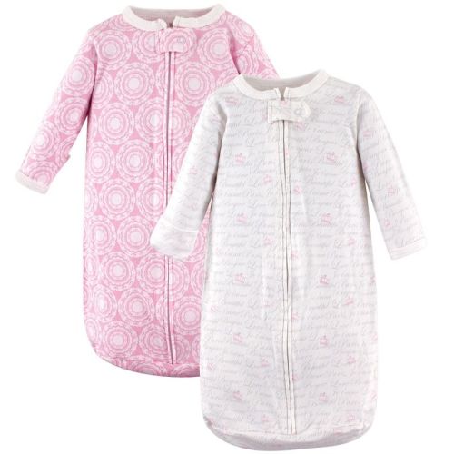 Hudson Baby Infant Girl Cotton Long-sleeve Wearable Sleeping Bag, Sack, Blanket, Script, 0-3 Months
