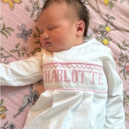 Pink Baby Snuggles - Custom Smocked Pima Gown and Hat