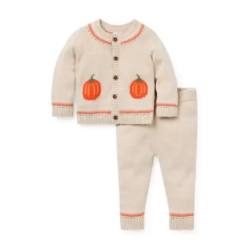 Baby Fluffy Bunny Heather Baby Pumpkin Matching Sweater Set by Janie and Jack