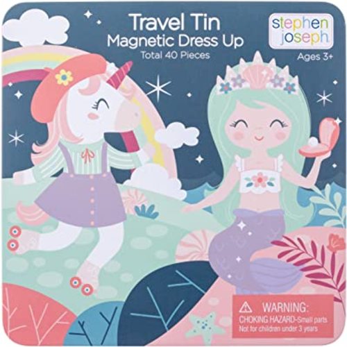 Stephen Joseph, Magnetic Dress Up Dolls 40 PC Play Set – Screen-Free Pretend Play Magnetic Case, Ideal for Ages 3+ – Travel Game for Kids, Magnetic On The Go Activity Set, Unicorn and Mermaid