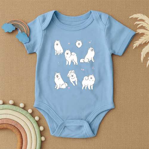 Samoyed Dog Baby Bodysuit, Dog Lover Baby Outfit, Cute Puppy Baby Romper,Fluffy Puppy Babywear,Animal Baby Clothes,Adorable Baby Shower Gift