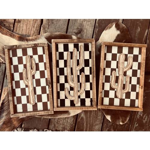 Checkered cactus Signs *Made TO Order*
