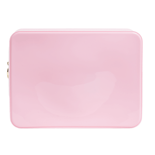 Customize Jelly Large Pouch - with initials ERL (Flamingo Denim Varsity Letter Patch)