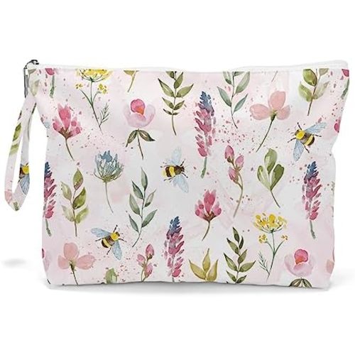 Fokongna Wet Bag, Wet Dry Bag, Makeup Bag, Toiletry Bag, Waterproof Large Capacity Travel Cosmetic Bag, Zipper Pouch for Women, Girls Mo Wife Sister Friends Baby Diaper Bag Bee Wildflower gifts