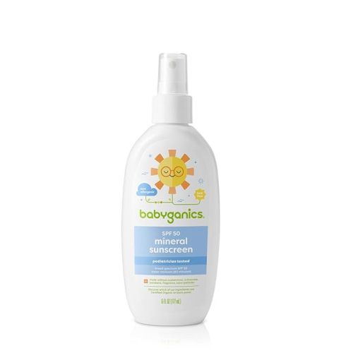 Babyganics SPF 50 Baby Sunscreen Spray | UVA UVB Protection | Octinoxate & Oxybenzone Free | Water Resistant, Unscented, 6 Fl Oz (Pack of 2)