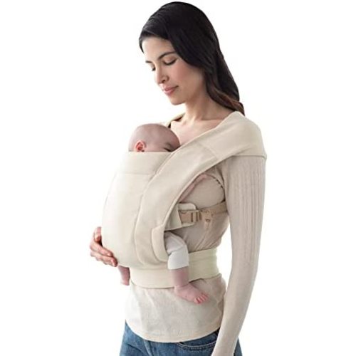 Ergobaby Embrace Cozy Newborn Baby Wrap Carrier (7-25 Pounds), Premium Cotton, Cream