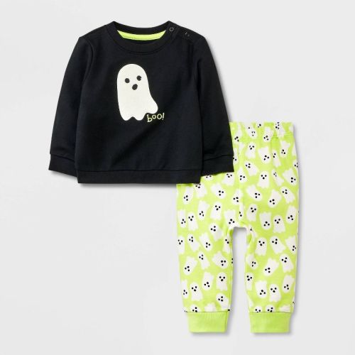 Baby Ghost Graphic Top & Pants Set - Cat & Jack™ Black 6-9m