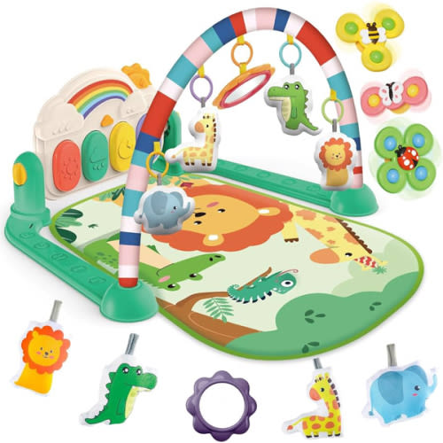 Baby Gym & Play Mat, Tummy Time & Activity Mat Toys, Infant to Toddler Play Piano Mat, 0-12 Months (Green)