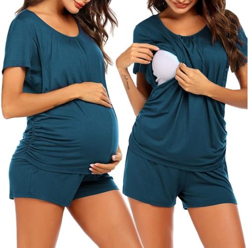 Ekouaer Womens Maternity Pajamas Nursing Pjs for Breastfeeding Soft Postpartum Lounge Sets Sleepwear Layer Pregnancy Clothes