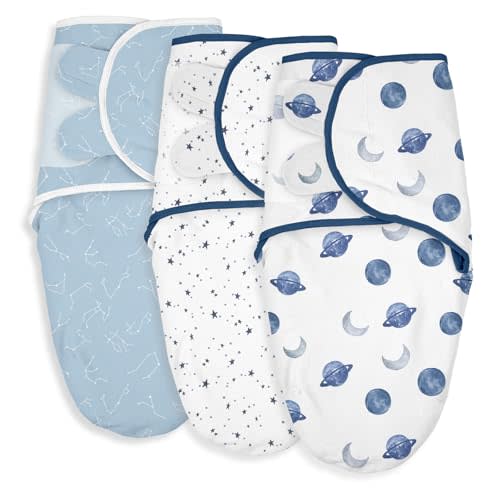 Soarwg Kids Baby Swaddle, Organic Adjustable Baby Swaddles for Newborns, Sleep Sack for Baby Boy and Girl 0-3 Months, 100% Cotton Certified Standard 100 by Oeko-TEX, 3-Pack (Starry Skies)