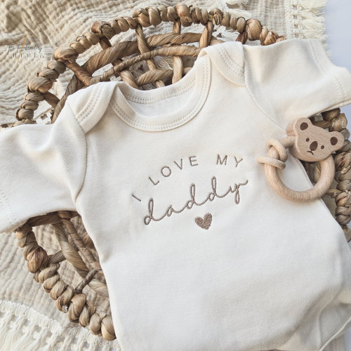 Embroidered I Love My Daddy ONESIES® Brand, hello daddy Onesies® Brand, husband pregnancy announcement, custom Onesie® Brand, Mom Dad 110