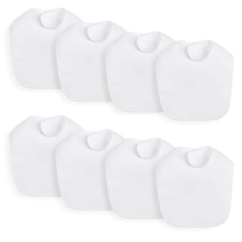 lazyrhino 8 Pack Baby Terry Bibs,Unisex for Boys and Girls, Adjustable Drooling Bibs with Snaps,Ultra Soft Absorbent