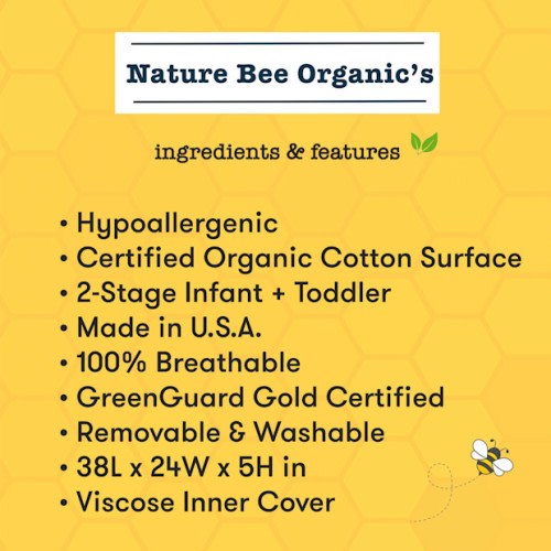 Mini Crib Size 2-Stage Mattress - Organic White