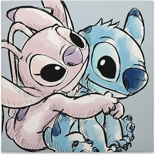 Disney Lilo and Stitch With Angel Gallery Wrapped Canvas Wall Decor - Adorable Stitch Wall Art For Home Decorating