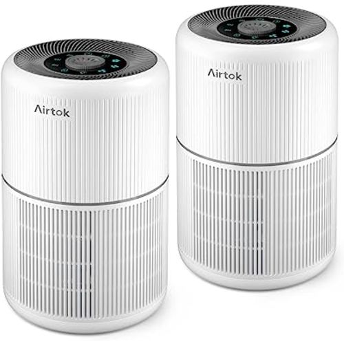 2 Pack Air Purifier for Home Bedroom with H13 True HEPA Filter for Smoke, Smokers, Dust, Odors, Pollen, Pet Dander | Quiet 99.9% Removal to 0.1 Microns | White Available for California