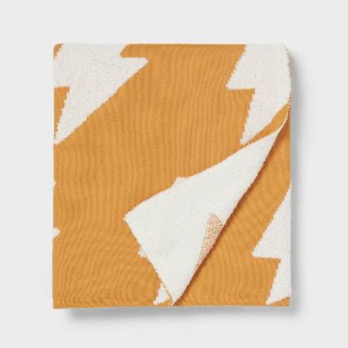 Knit Kids' Lightning Bolt Throw Blanket Yellow - Pillowfort™: Toddler Blanket, 48x58, Oeko-tex Certified