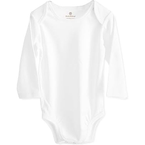 Pimbi&Bimpi Baby BODYSUIT - Long Sleeve | Baby ROMPER - White | PREMIUM Peruvian PIMA COTTON | Gender NEUTRAL baby clothes