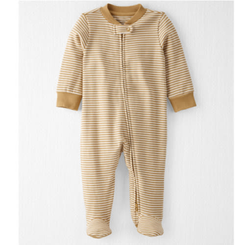 Baby Organic Cotton Rib Sleep & Play Pajamas in Stripes - Size 9 Months