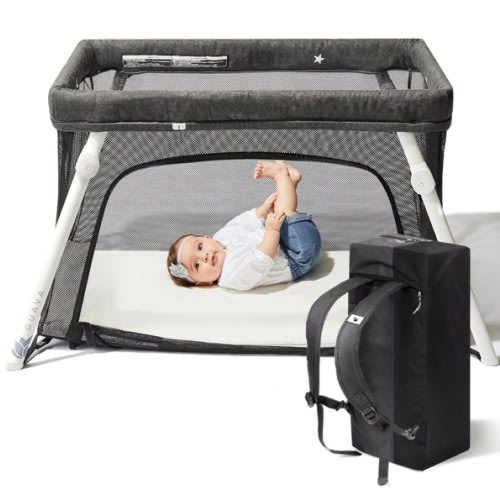 Guava Lotus Travel Crib with Lightweight Backpack Design | Certified Baby Safe Portable Crib | Folding Play Yard with Comfy Mattress for Babies & Toddlers | Compact Baby Travel Bed