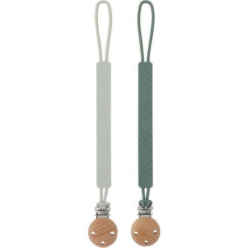 Silicone Pacifier Clip Holder for Baby Boy and Girl, Fits for Most Pacifier Teethers & Small Toys in Place, BPA Free (Hunter Green+Misty Jade)