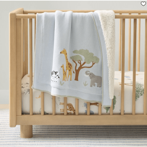 Safari Knit Baby Blanket - Blue