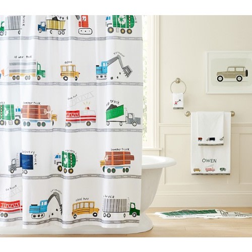 Busy Trucks Shower Curtain | Pottery Barn Kids