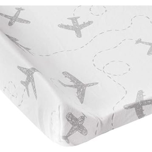 Changing Pad Cover - Grey Airplanes -100% Jersey Cotton - Fits Standard Changing Pads