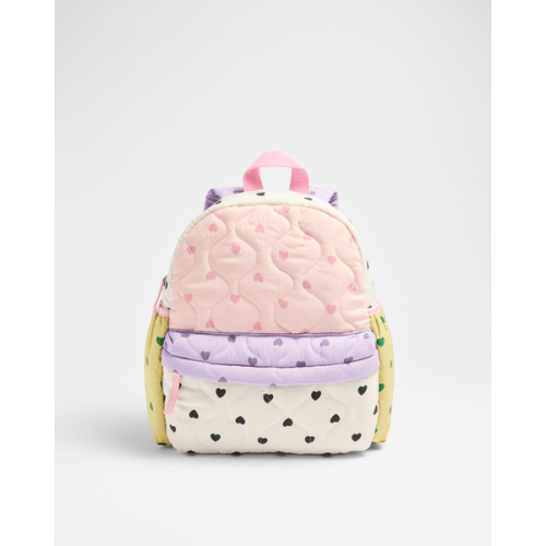 Kids Colour Block Quilted Heart Backpack