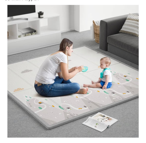 Amazon.com: ZEEBABA Baby Play Mat, 59"x59" Foldable & Reversable Large Baby Mat, 0.4" Thick Waterproof Foam Play Mat, Baby Activity Tummy Time Mat, Foam Play Mat for Babies and Toddlers, for 59 inch Playpen