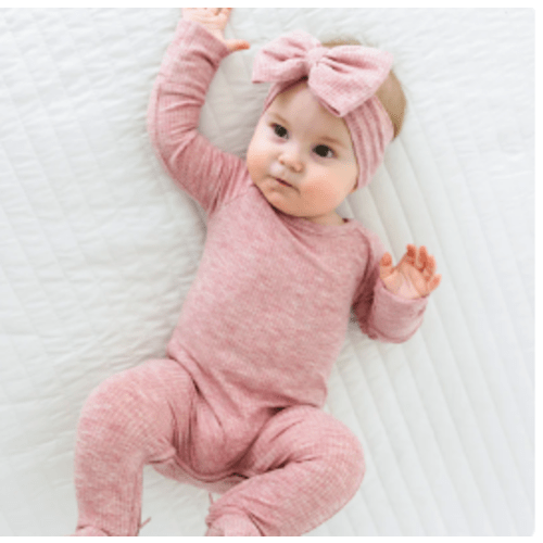 Little Sleepies Ribbed Zippy - Newborn, Heather Mauve