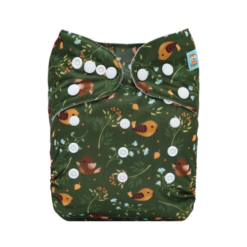 ALVABABY Printed Cloth Diaper - One Size Adjustable Washable &amp; Reusable Diaper with Pocket for Babies (H460A Birds)