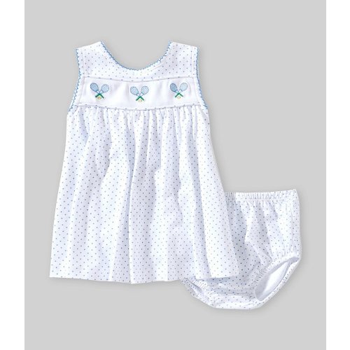 Edgehill Collection Baby Girls Polka Dot Embroidered Tennis Racquet Dress