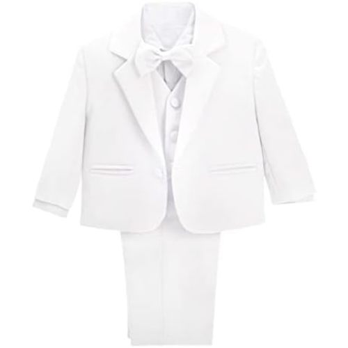 Dressy Daisy Baby Toddler Boy 5 Pcs Set Formal Tuxedo Suits No Tail Wedding Christening Baptism Outfits