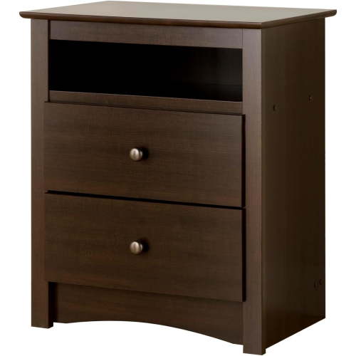 Jumpeak Sonoma 2 Drawer Nightstand: Elegant Bedroom Furniture, Bedside Table with Open Shelf, 23.25"W x 16"D x 28"H, Espresso