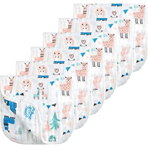 Looxii Muslin Burp Cloths 100% Cotton Muslin Cloths Large 20''x10'' Extra Soft and Absorbent 6 Pack Baby Burping Cloth for Boys and Girls (Alpaca)