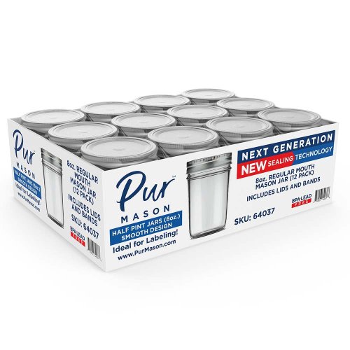 Pur Mason Regular Mouth Smooth Glass Jars, 12 Pk