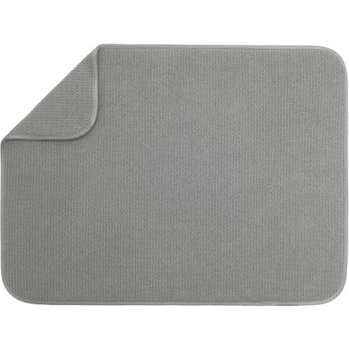 S&T INC. Dish Drying Mat XL, 18” x 24”, Absorbent Microfiber Kitchen Counter Mat, Dish Drying Pad for Dishes, Utensils, Pots and Pans, Extra Large, Charcoal