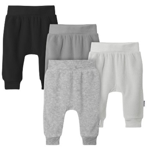 Gerber Baby Boys' and Girls' Fleece Pants, 4-Pack, Grey, 3-6 Months