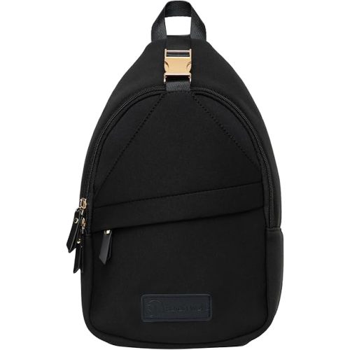 Sarah Wells Pumping Bag-  (Black) Allie Sling Bag - Neoprene - Machine Washable - Insulated - Hands-Free Pumping