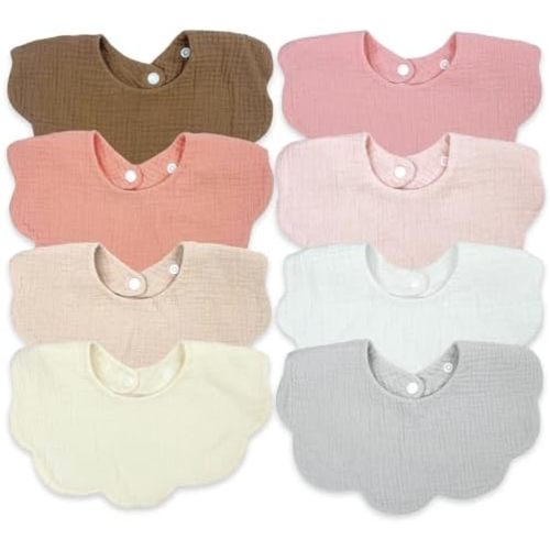 Baby Bibs Muslin Bibs 8 Pack for Drooling and Teething for Unisex Girls Boys